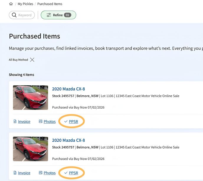 Access PPSR Reports Image