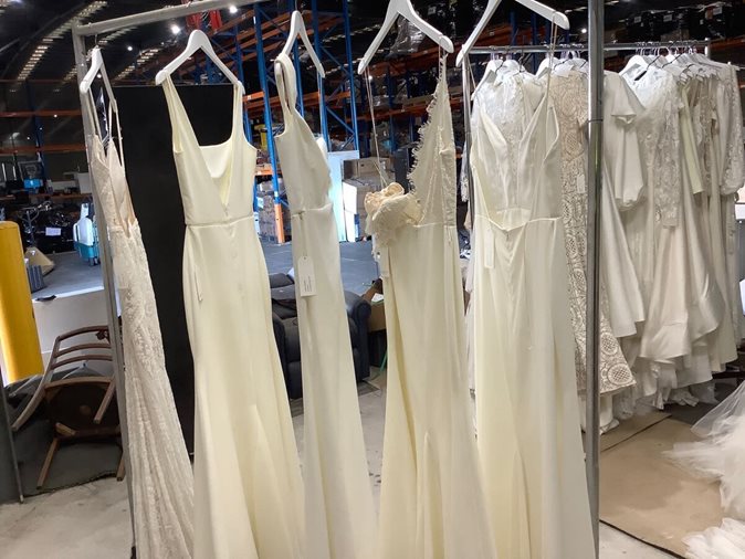 View wedding dress liquidation available via auction.