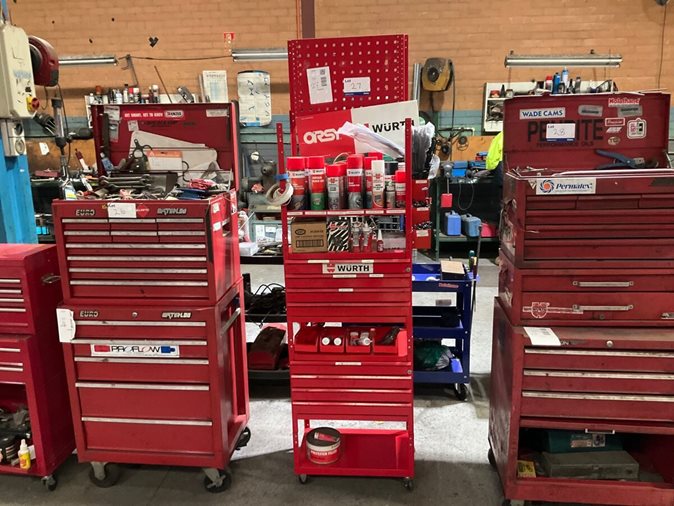 Display Stand/ Toolbox Wurth Contents